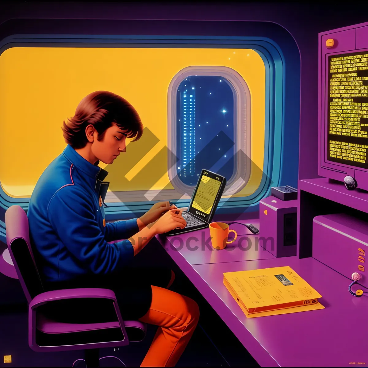 Picture of Modern businesswoman working on computer monitor