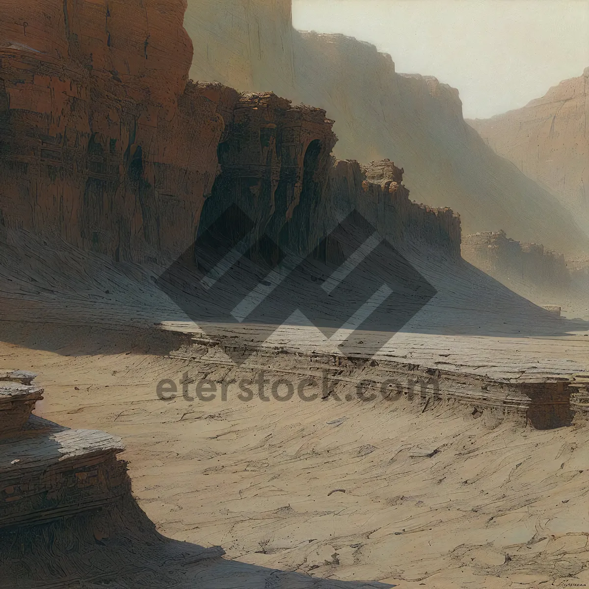 Picture of Spectacular Desert Landscape Surrounded by Majestic Mountains