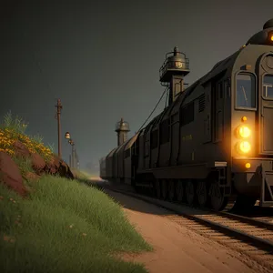 Urban Freight Train Under Semaphore in Old City