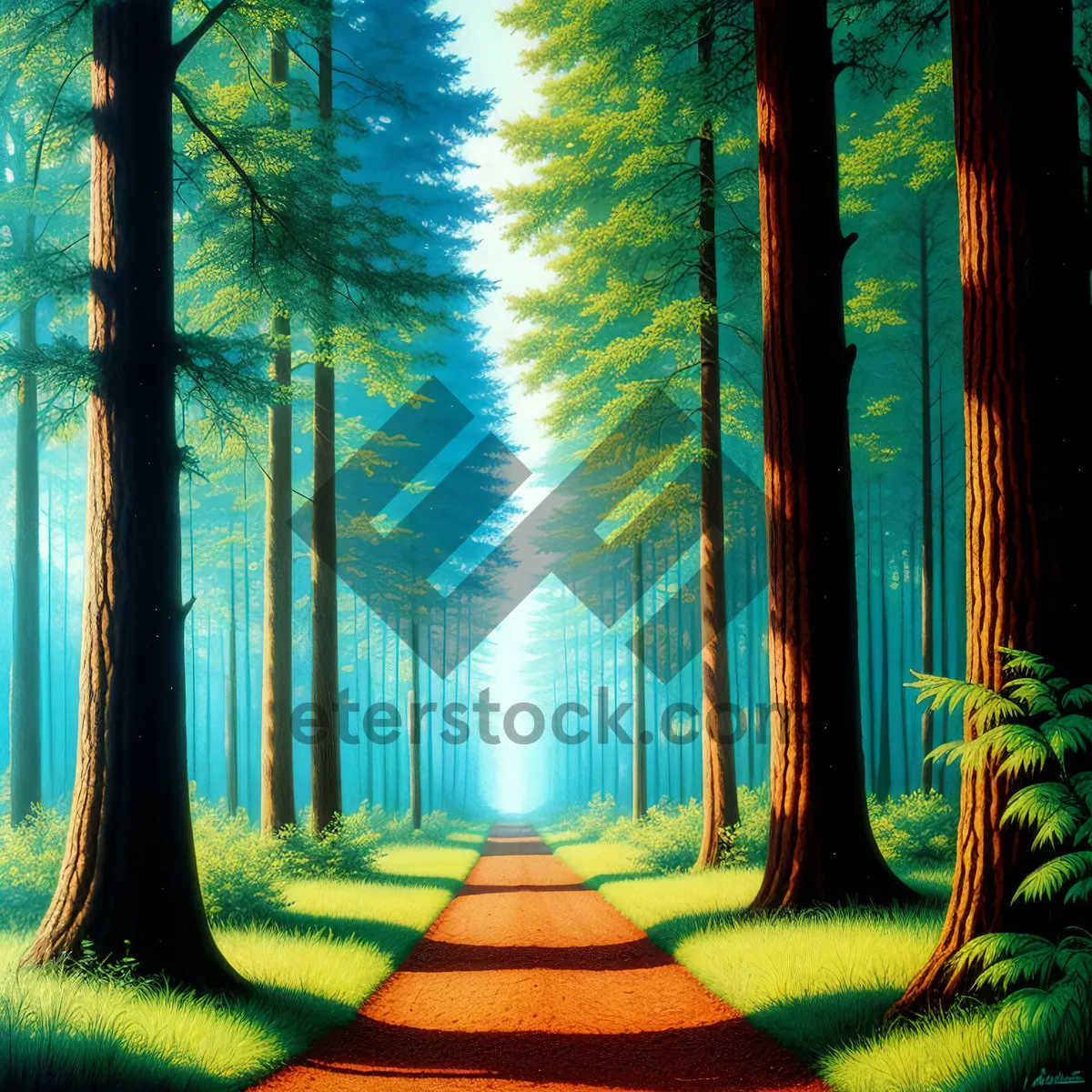 Picture of Serene Autumn Pathway in Wooded Park