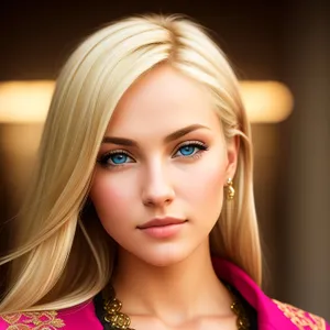 Beautiful Blond Model with Radiant Skin and Captivating Eyes