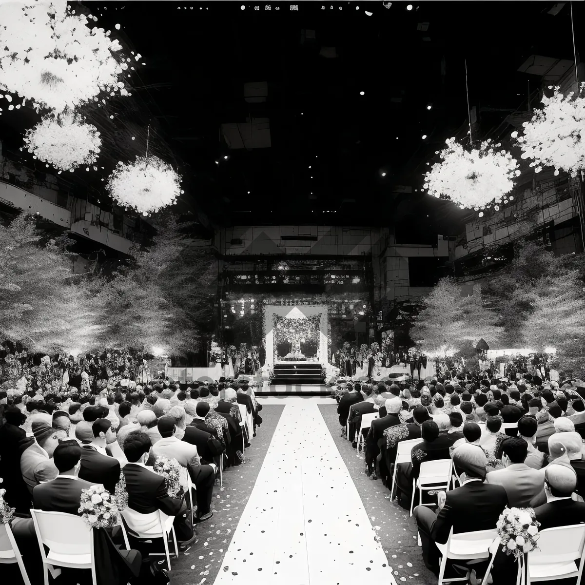 Picture of Urban university gymnasium at night hall.