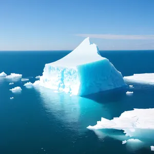 Snowy Seascape with Glacial Iceberg