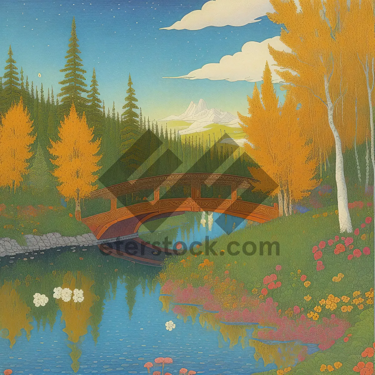 Picture of Autumn forest colors in acrylic watercolor gradient