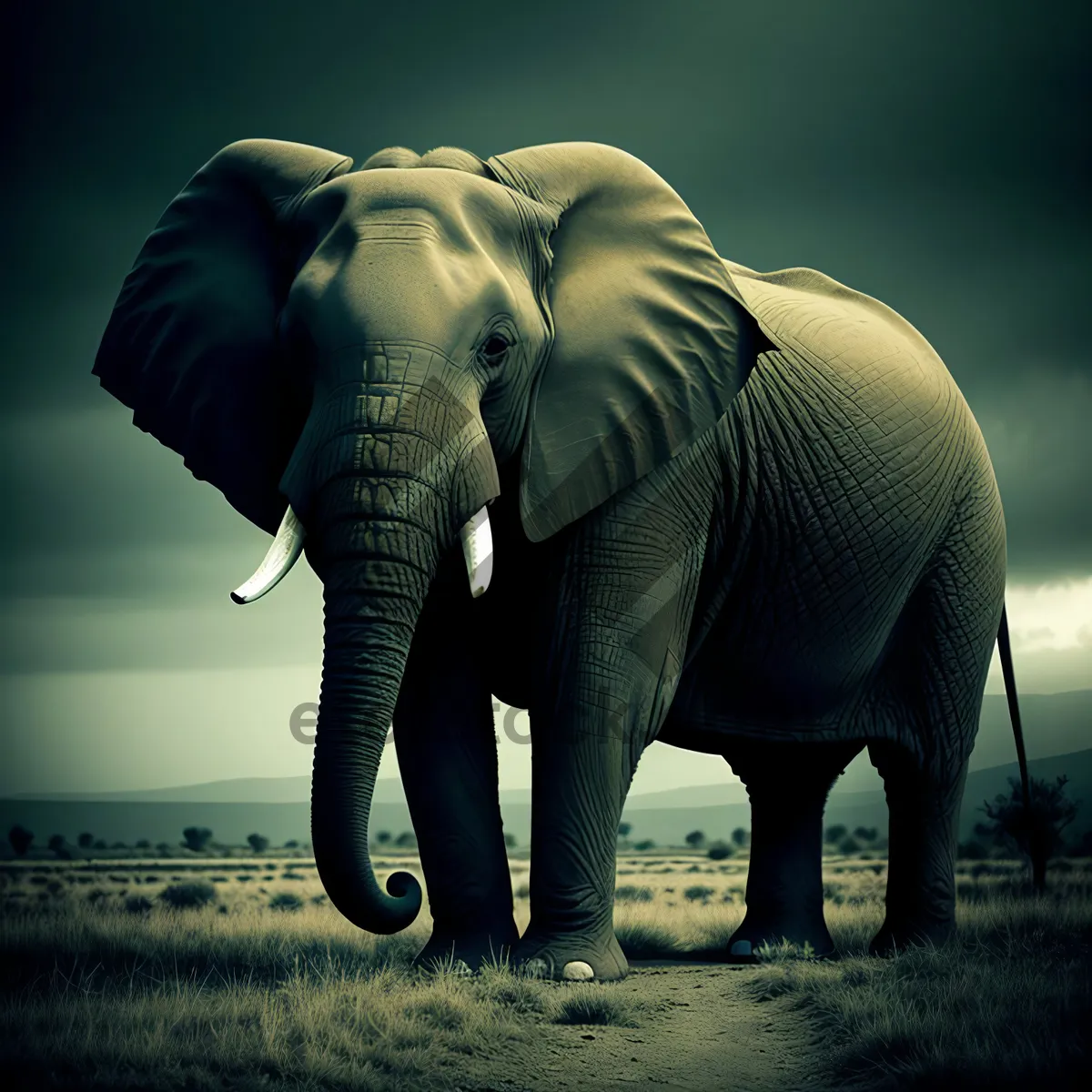 Picture of Wild African Elephant in South African Wilderness