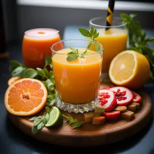 Healthy Vegetable Salad with Fresh Citrus Juice and Basil