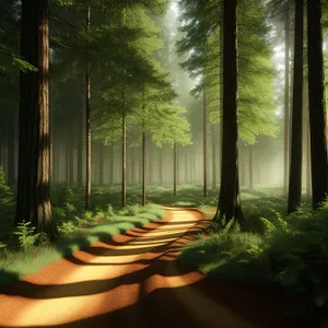 Majestic Forest Pathway: Serene Natural Landscape