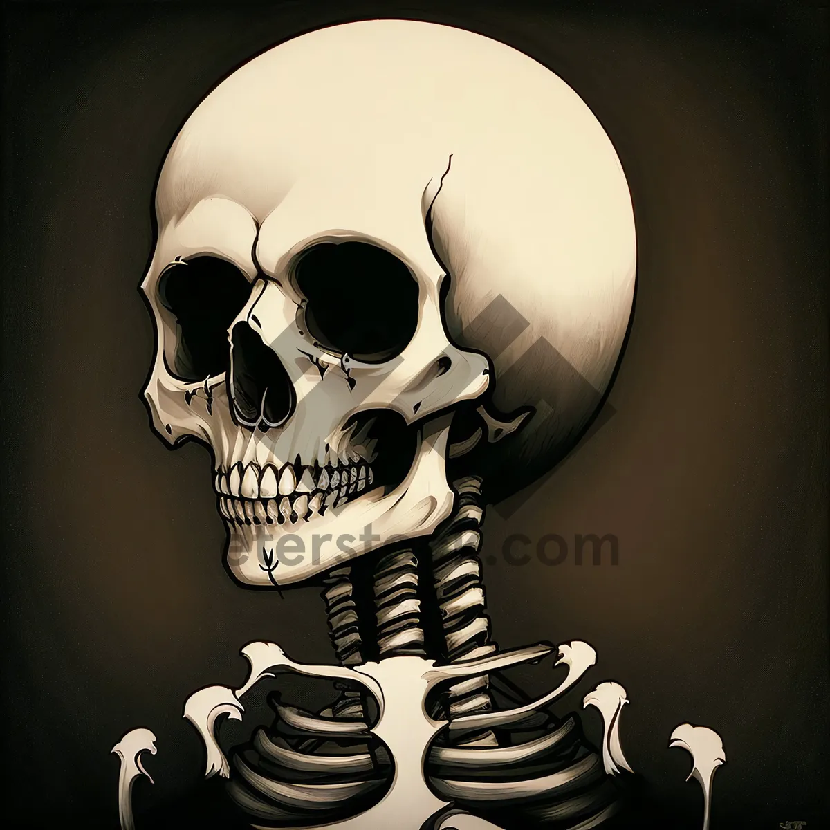 Picture of Spooky Skeleton Head: Fear-inducing Anatomy of Death