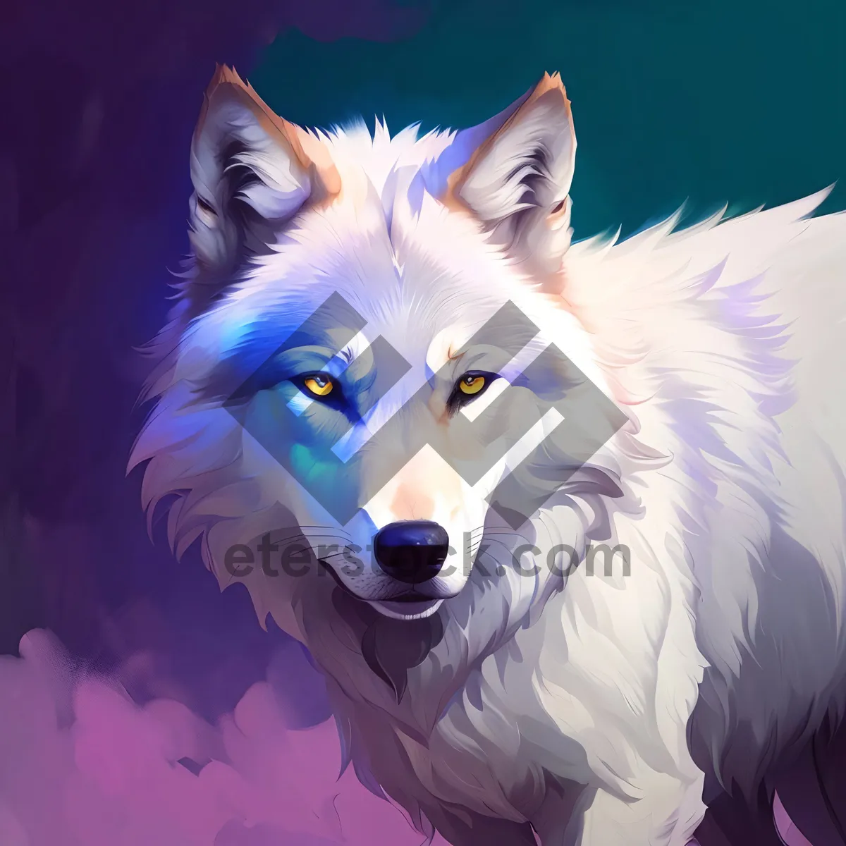 Picture of Adorable Canine Portrait with White Wolf-like Fur