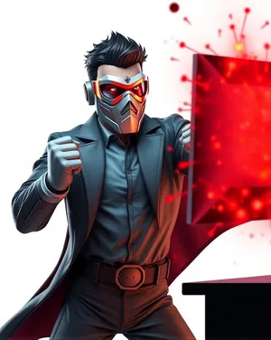 Cartoon man wearing a mask illustration.