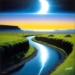 Sunset Reflection on Lake: Tranquil Evening Serenade
