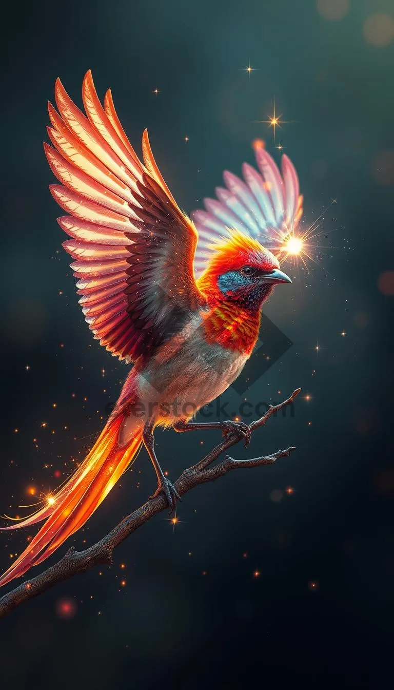 Picture of Colorful bird in bright sunlight.