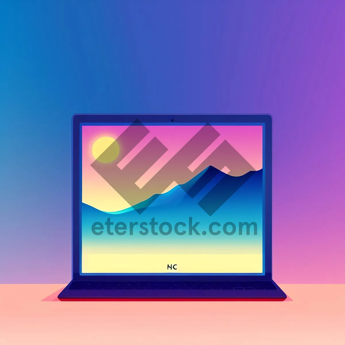 Picture of Modern Blank Black Monitor Icon: Sleek 3D Design