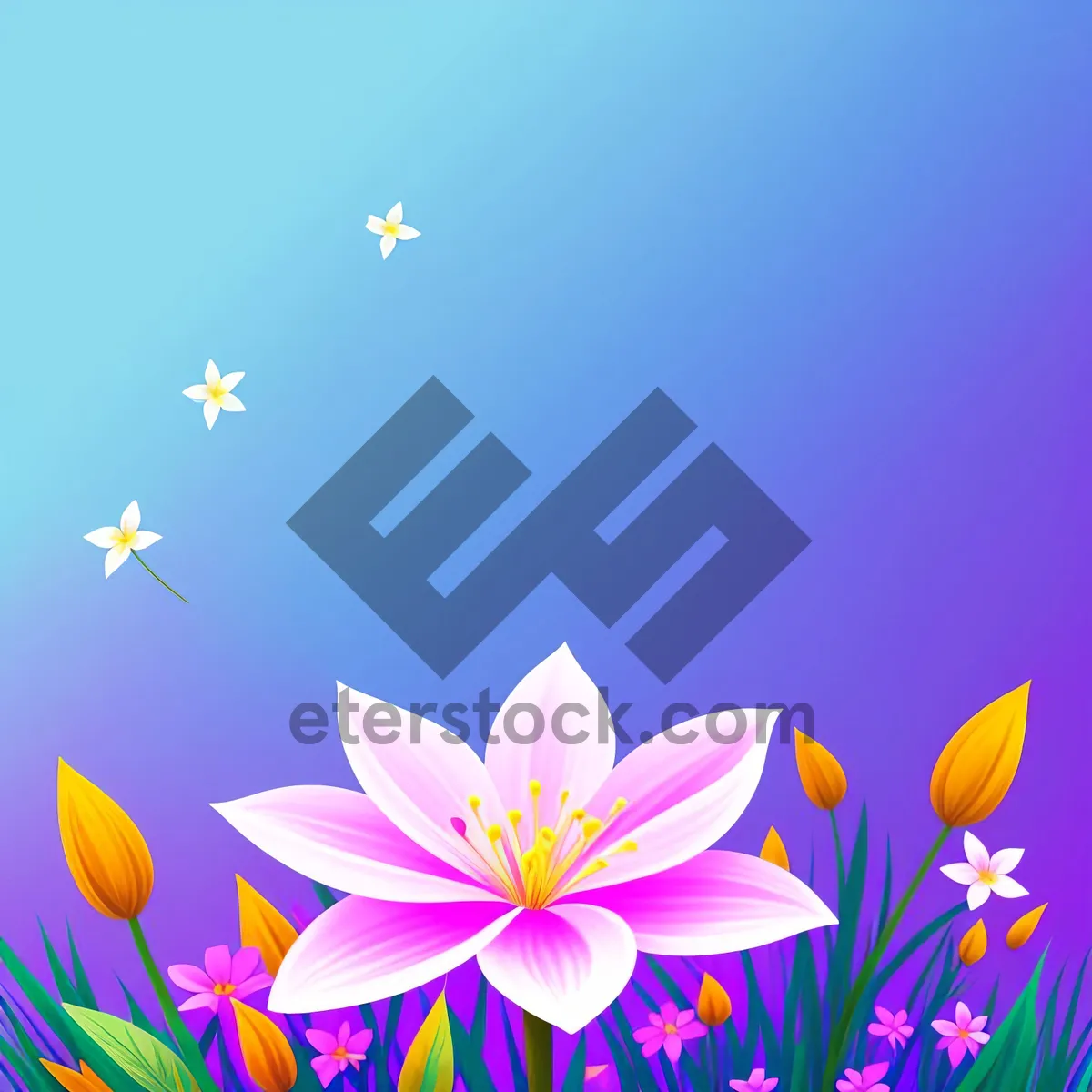 Picture of Vibrant Floral Lotus Design: Summer Blooms in Colorful Harmony