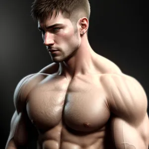 Male Fitness Model Flexing Muscles in Studio