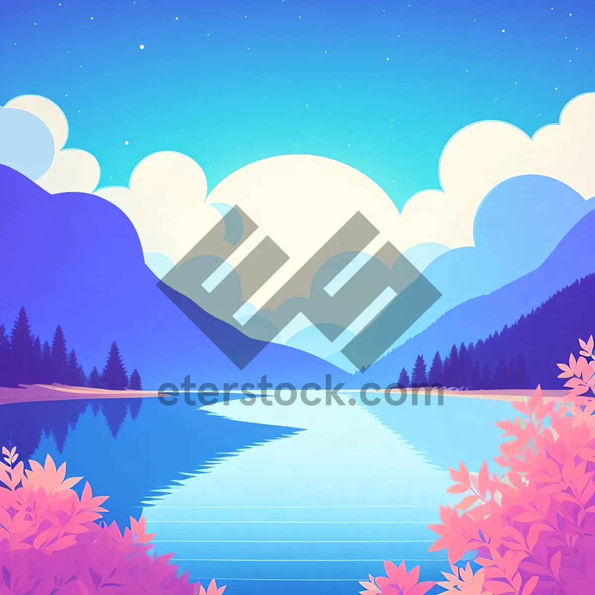 Picture of Winter Wonderland Sky: Festive Moonlit Snowflake Decor