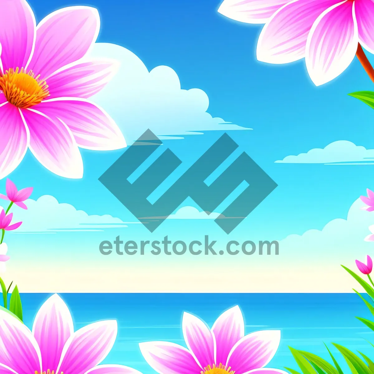 Picture of Pink Lotus Floral Pattern: Summer-Inspired Graphic Art