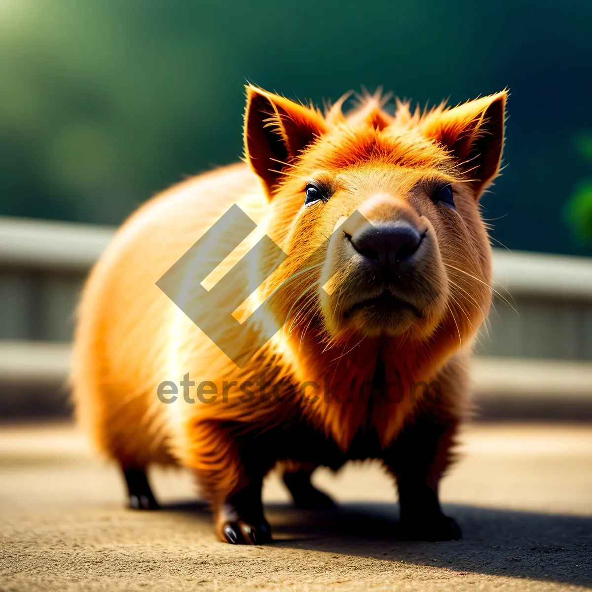 Picture of Adorable Wild Boar Piglet Grazing on Grass