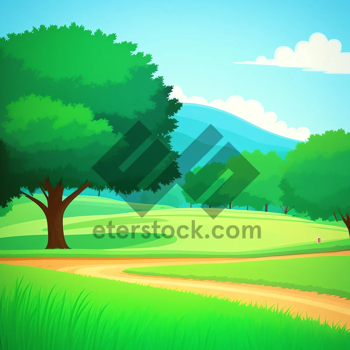 Picture of Serene Summer Meadow Under Clear Blue Sky