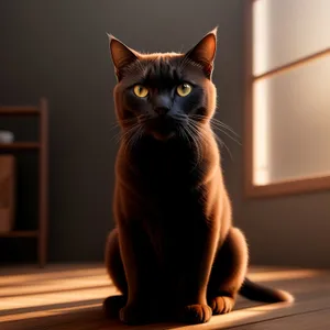 Adorable feline kitty posing on windowsill