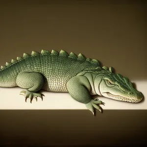 Green Scale Camouflage: Wild Iguana in Tropical Zoo