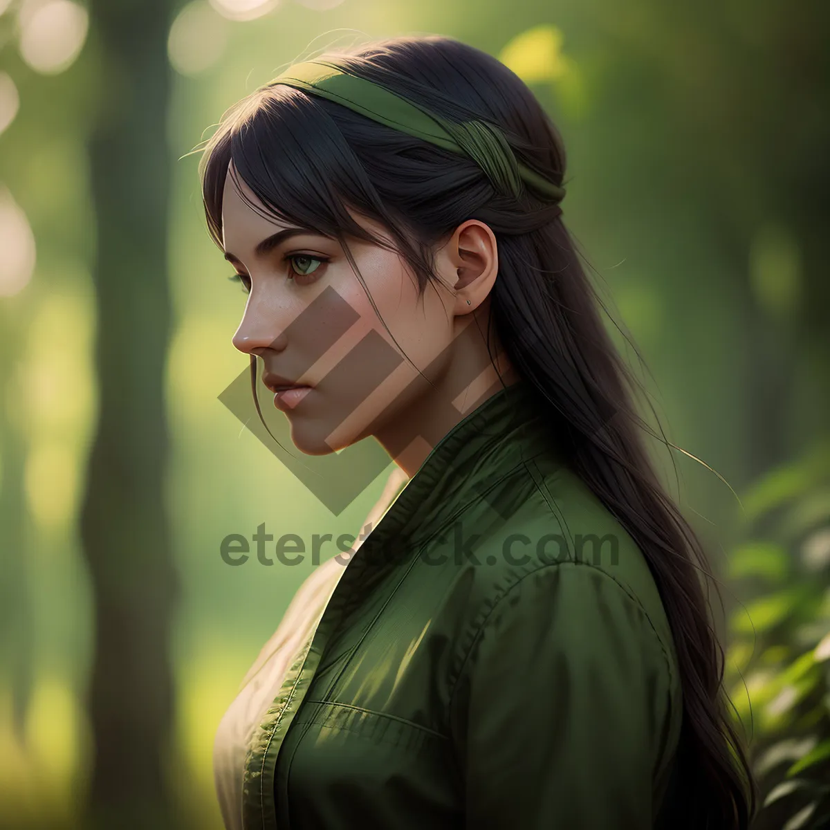 Picture of Cheerful young woman smiling happily in the park