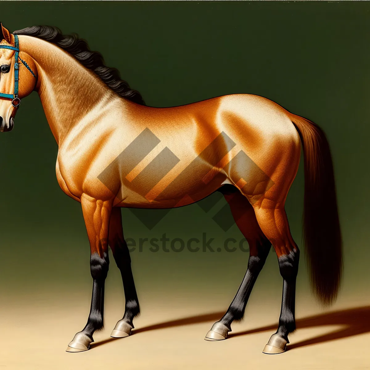 Picture of Majestic Brown Stallion on Equestrian Farm