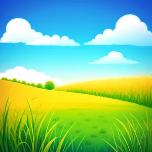 Idyllic Summer Landscape with Rolling Wheat Field and Clear Sky