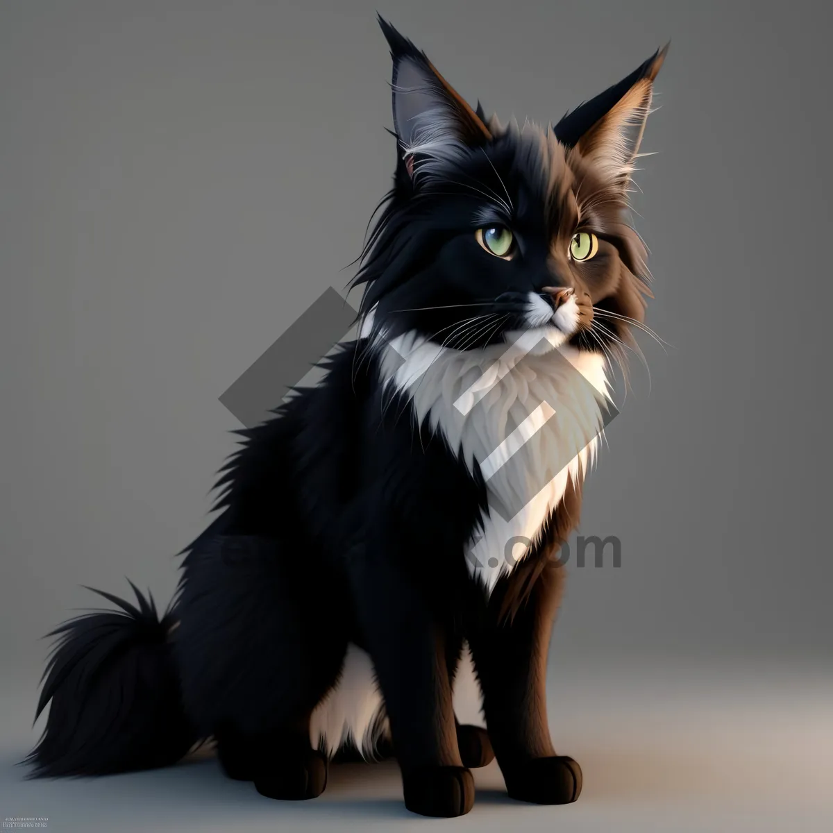 Picture of Adorable Gray Domestic Kitten with Fluffy Fur