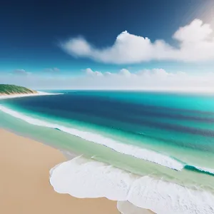 Sunny Tropical Beach with Clear Turquoise Waters