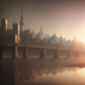 London Skyline at Night: Iconic Bridge and Tower Reflection