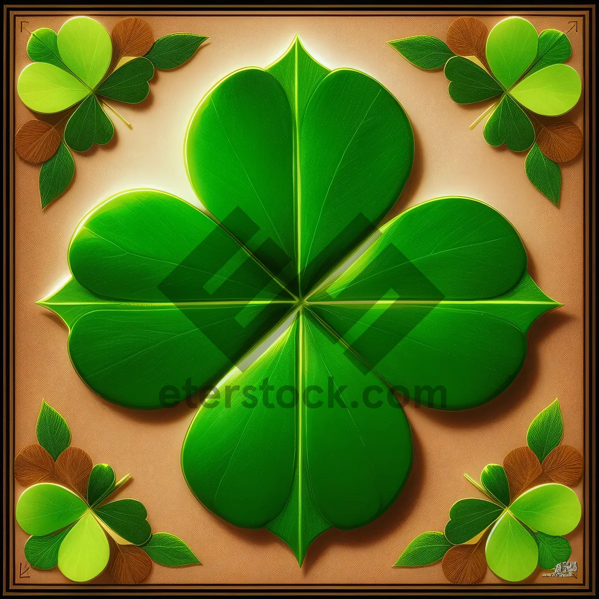 Picture of Floral Clover Design: Ornate Leaf Pattern Wallpaper