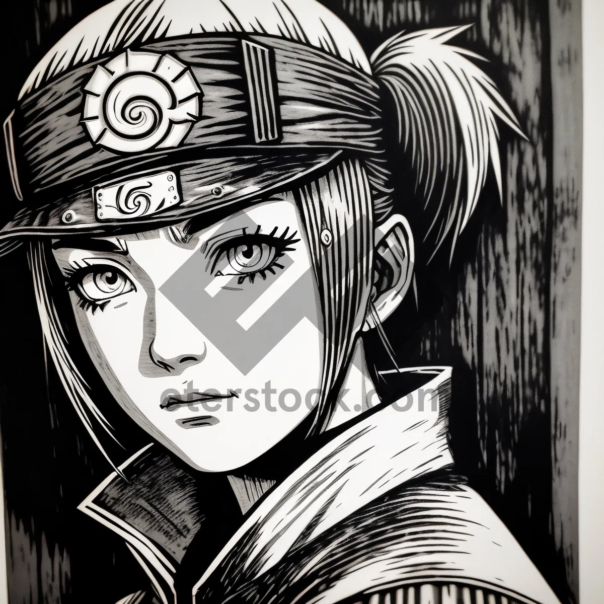 Picture of Dark Comic Book Portrait: Fashionably Dressed with Edgy Hair