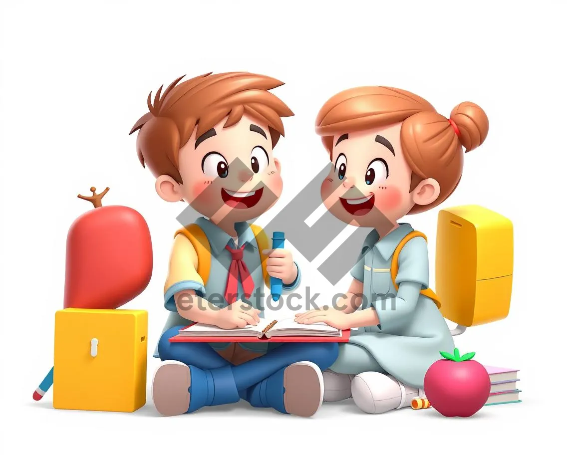 Picture of Kid cartoon clip art schoolboy drawing.