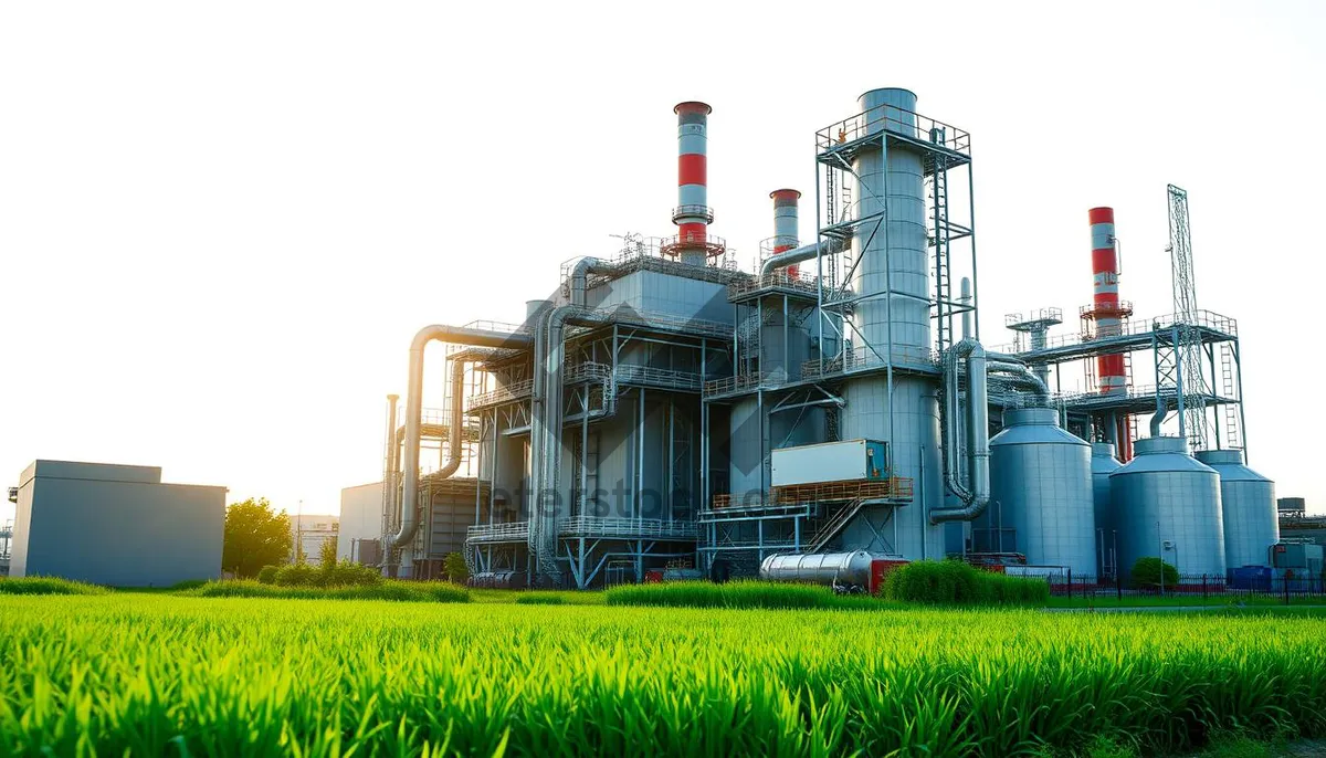 Picture of Steel Tower Against Industrial Landscape