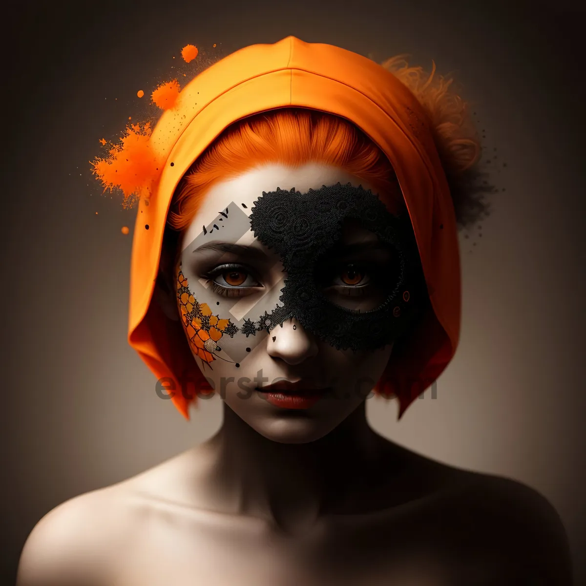Picture of Venetian Masked Lady with Attractive Hairstyle
