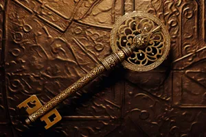 Gold Key Sword Weapon Jewelry Device Metal