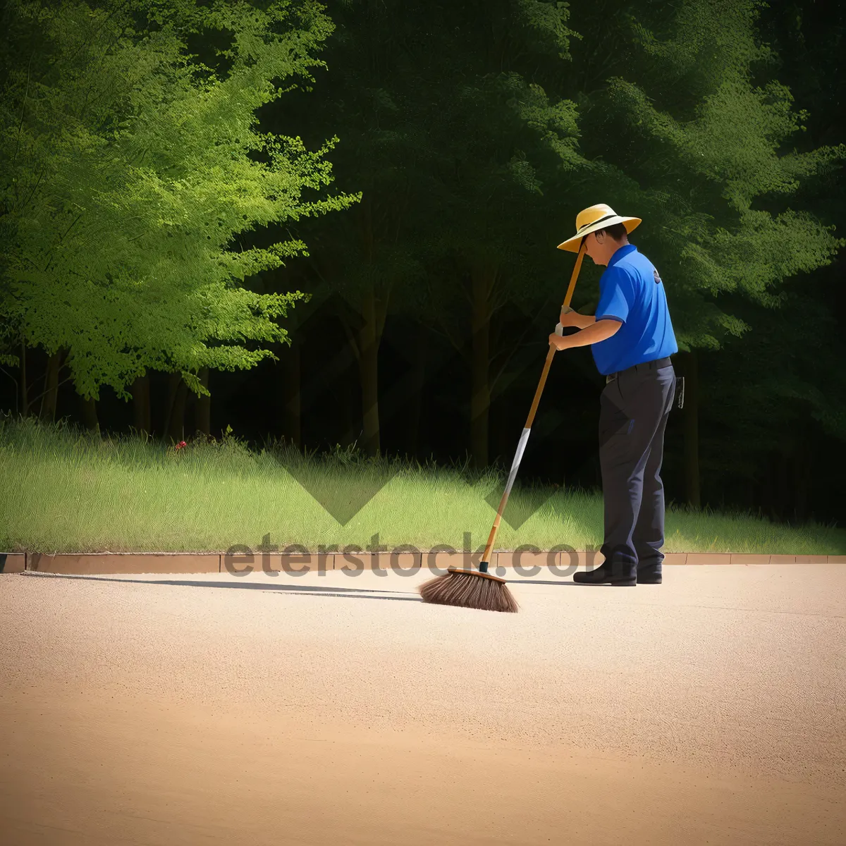 Picture of Summer Golfing: Man Teeing Off on Fairway