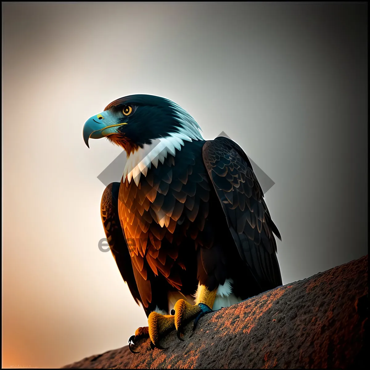 Picture of Majestic Falcon in Flight: Wild Predator with Sharp Beak