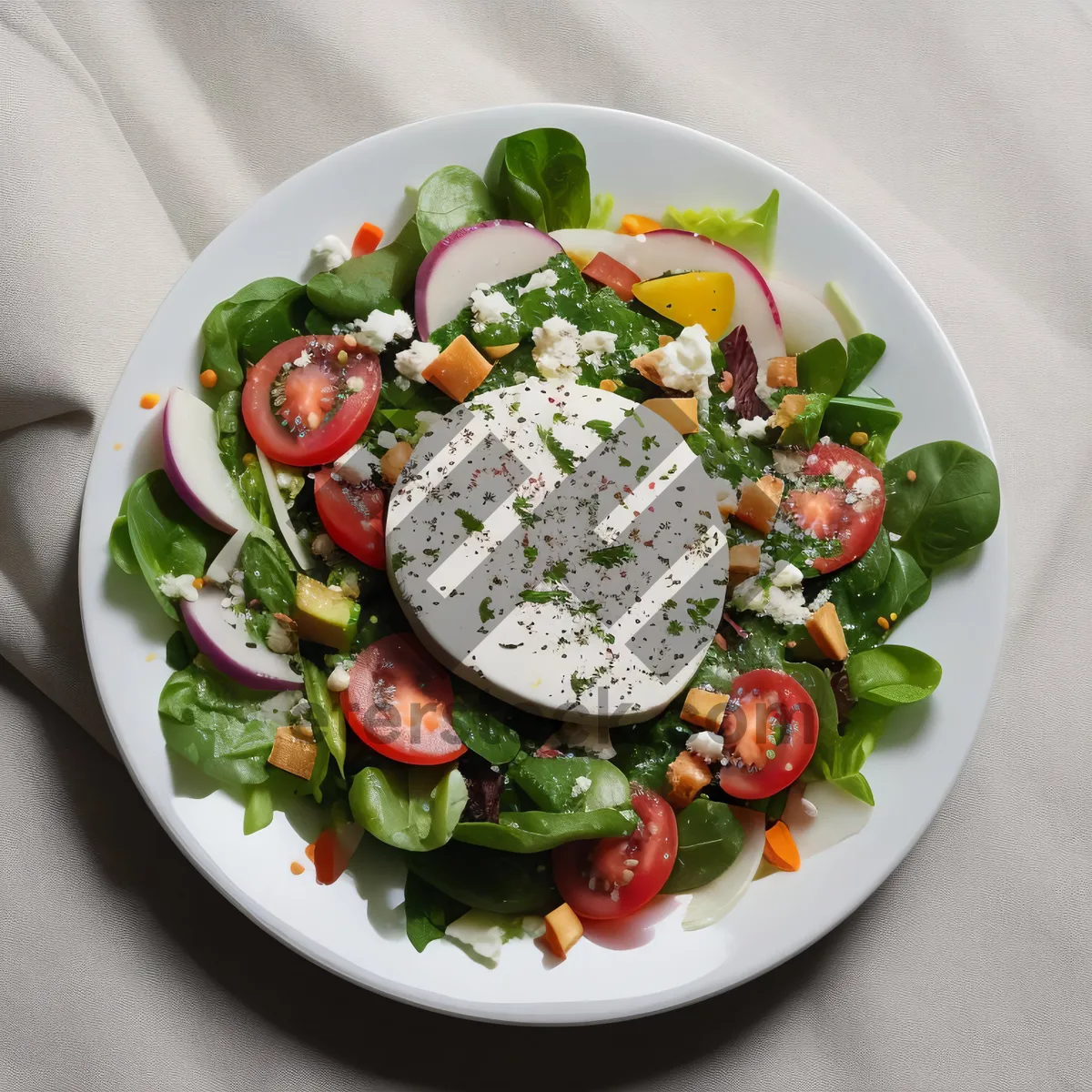 Picture of Delicious gourmet vegetable salad with fresh cheese
