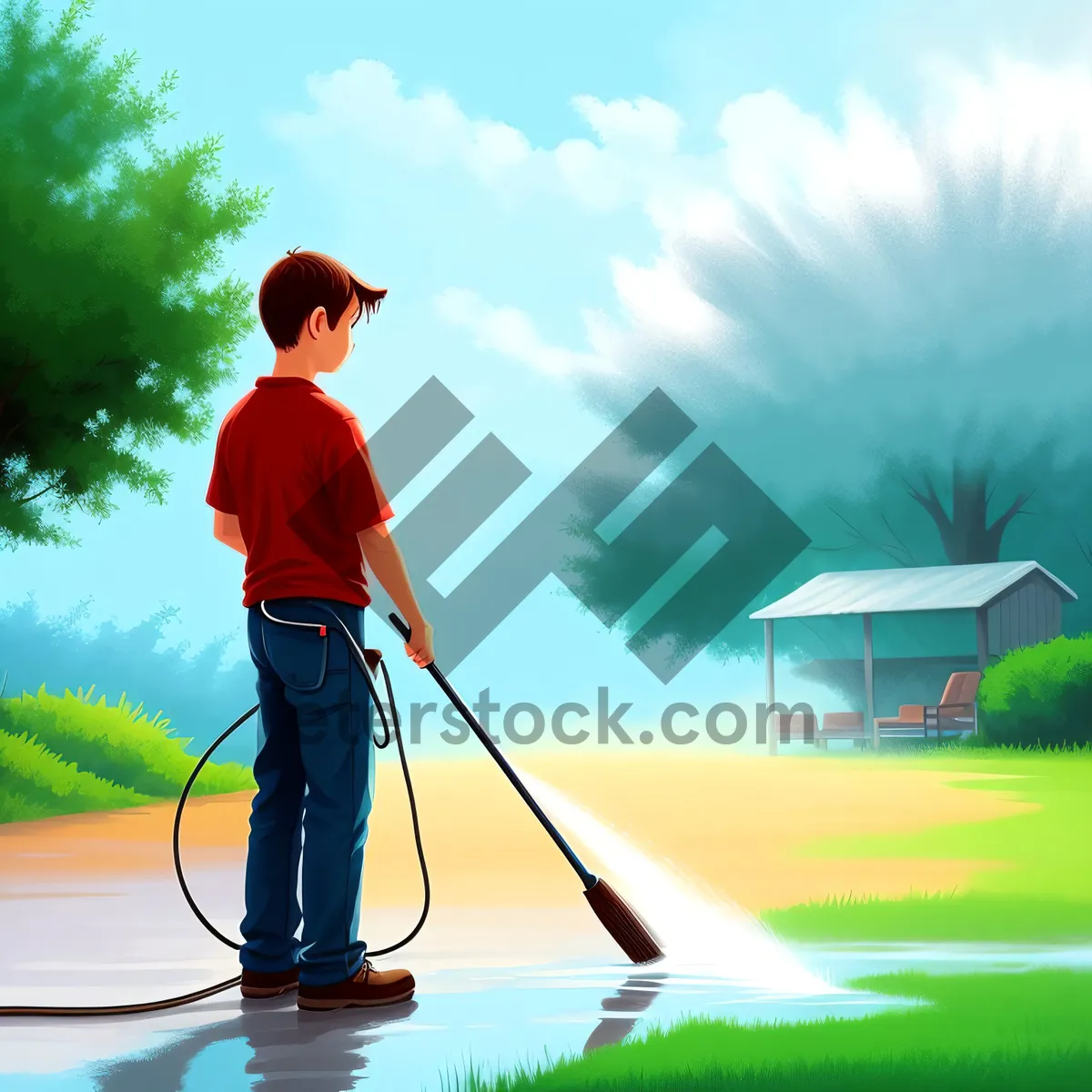 Picture of Golfer on a Green Swing