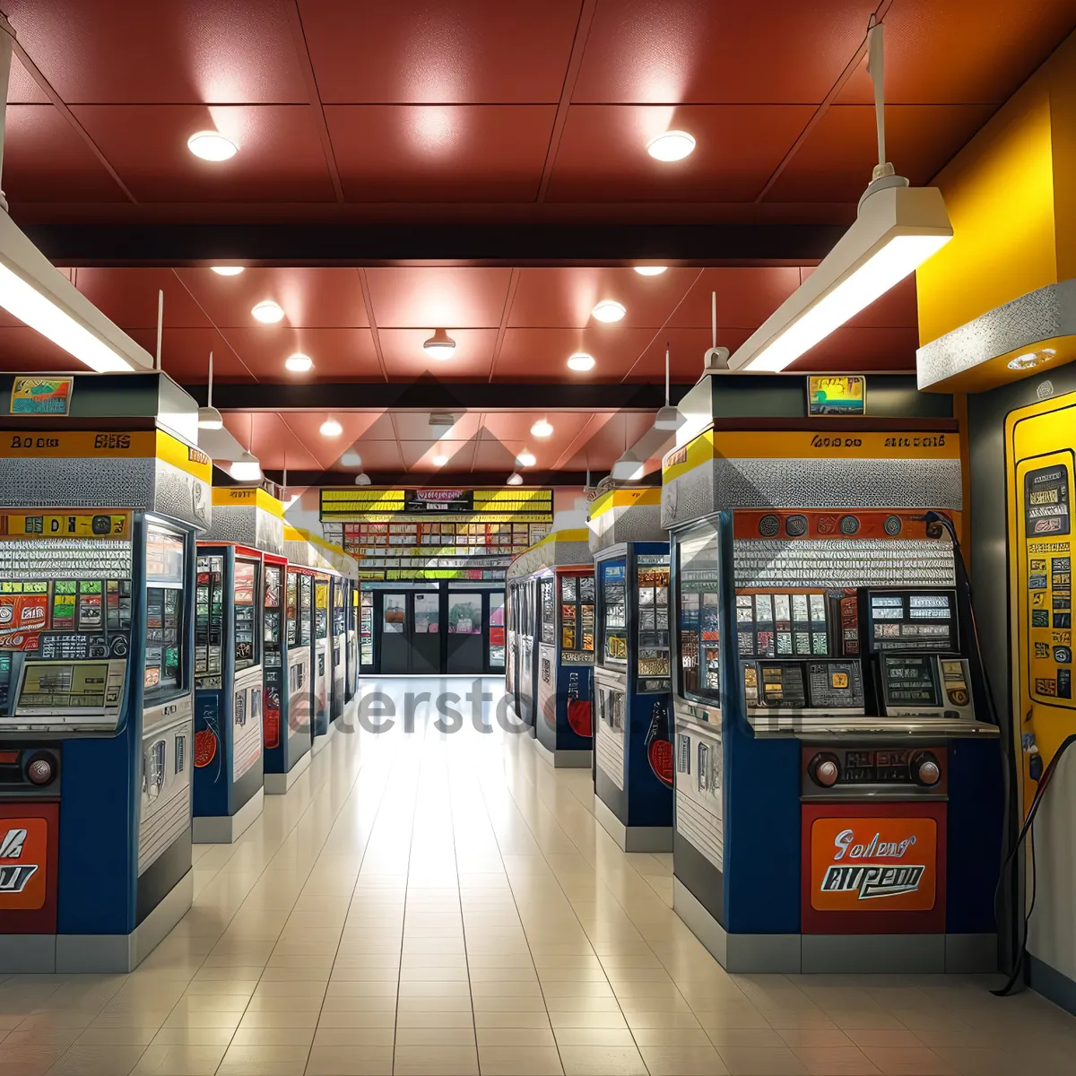 Picture of Modern Urban Train Station Interior with Vending Machines