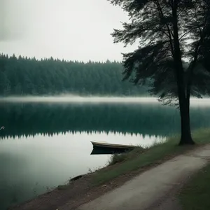 Serene Summer Reflections on Lakeside Scenic Landscape