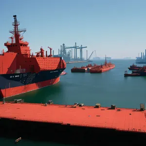 Container Ship at Industrial Port