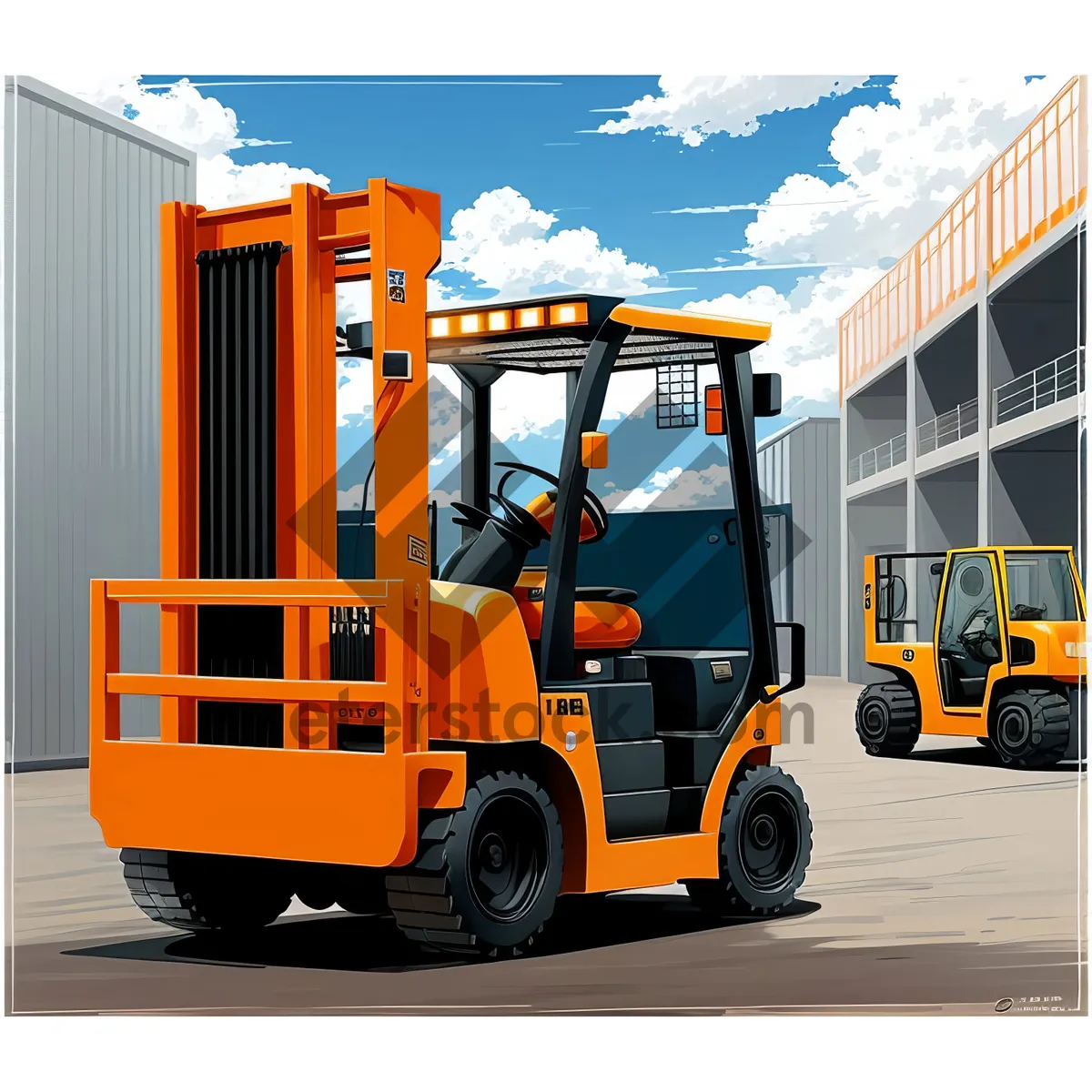 Picture of Yellow Heavy Duty Forklift Truck for Industrial Transport