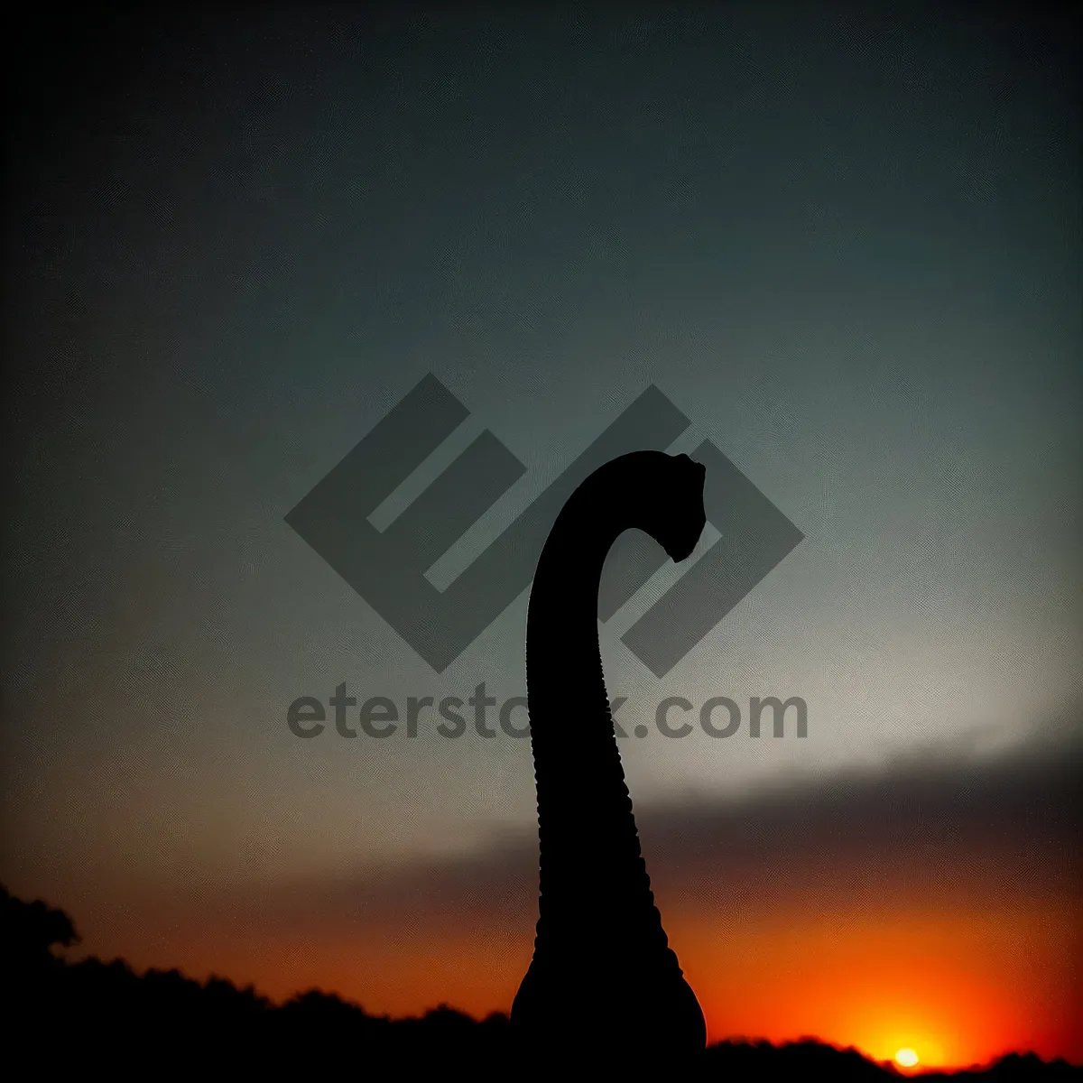 Picture of Dusk's Silhouette: Majestic Sunset Sky with Goose