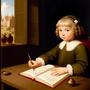 Happy boy with laptop at home desk