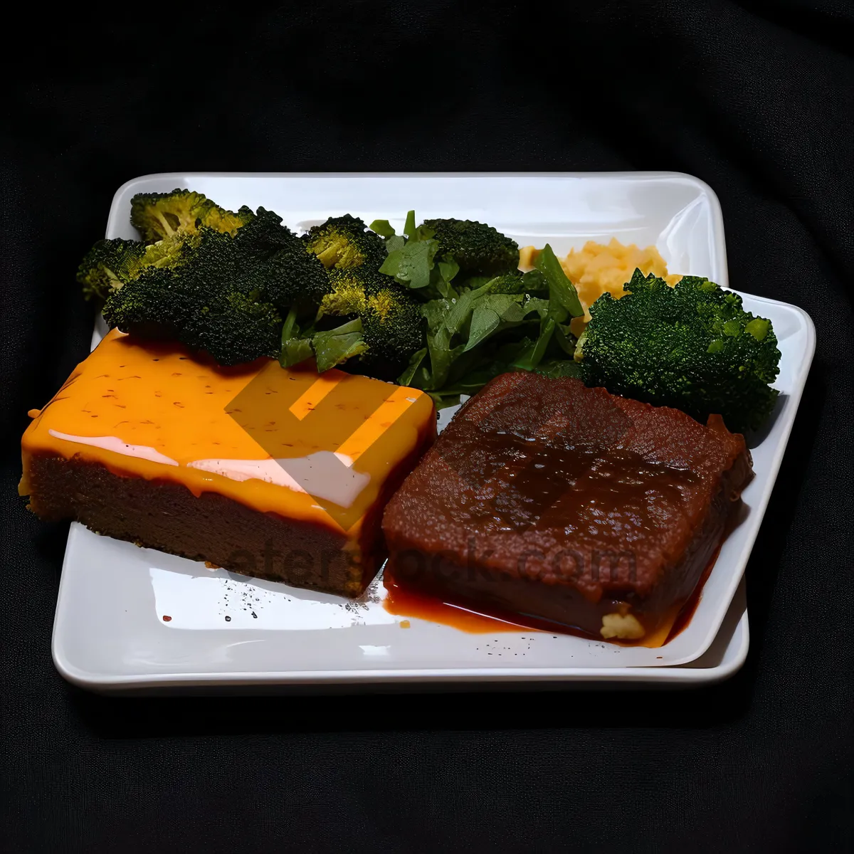 Picture of Delicious Steak and Broccoli Meal with Vegetable Salad