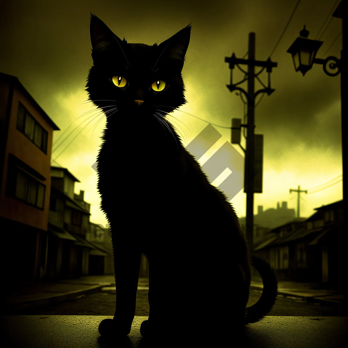 Picture of Adorable Black Kitty: Silhouette with Alluring Eyes