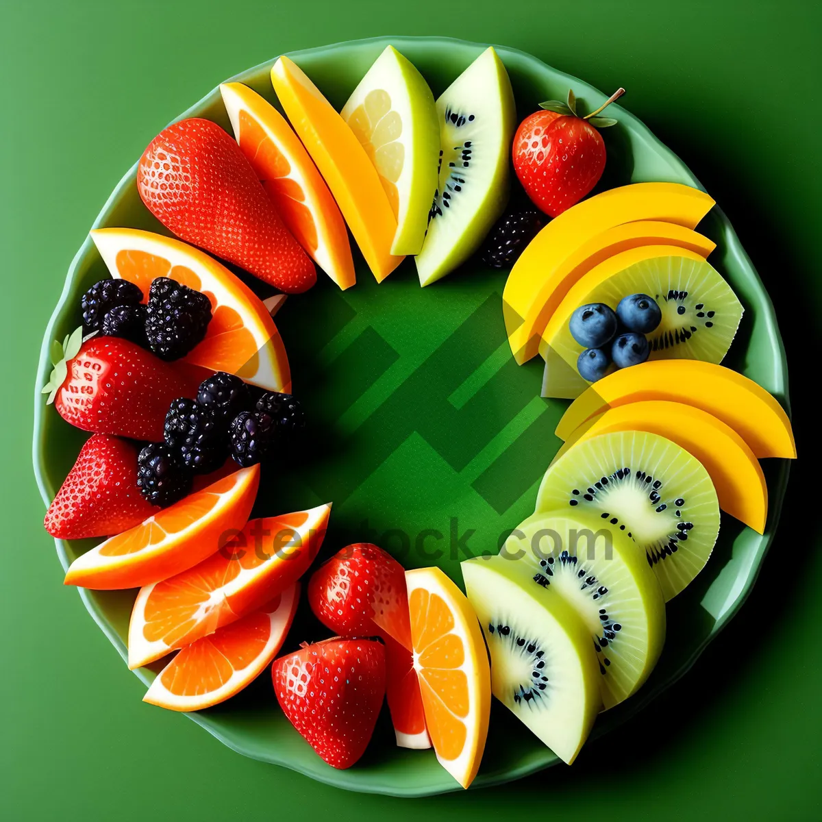 Picture of Delicious Berry Fruit Dessert with Fresh Strawberries and Juicy Blackberries